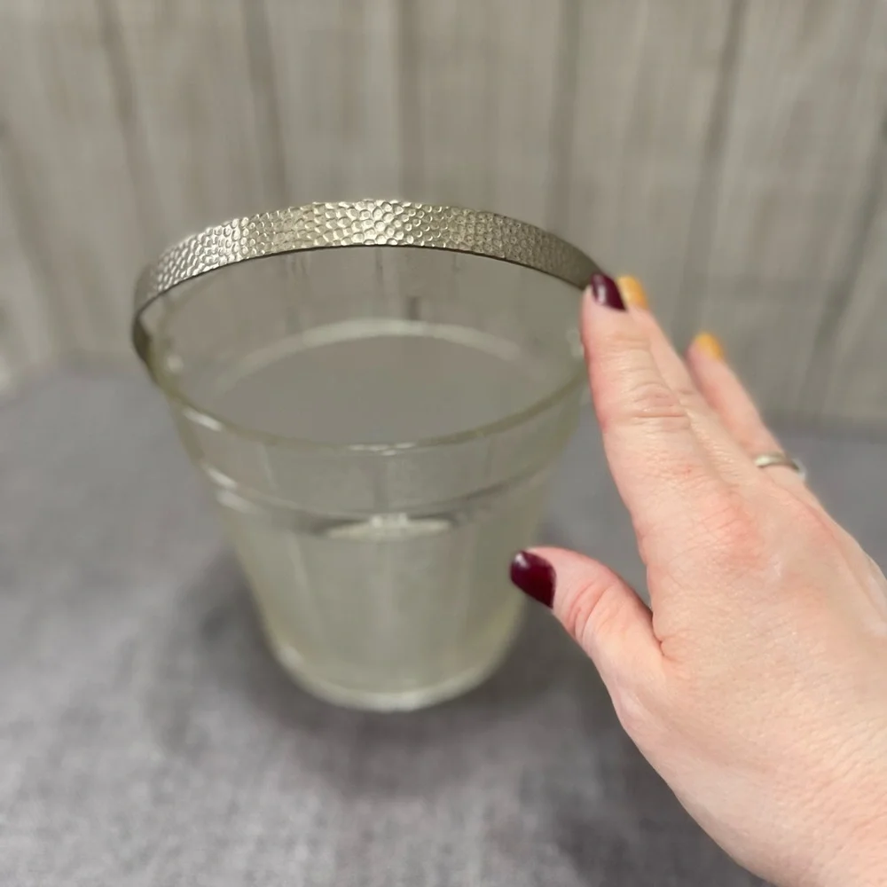 Vintage Anchor Hocking Glass Ice Bucket with Handle